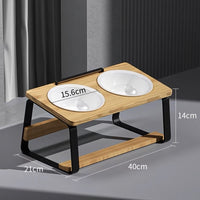 Double Bowl Large Wooden Rack